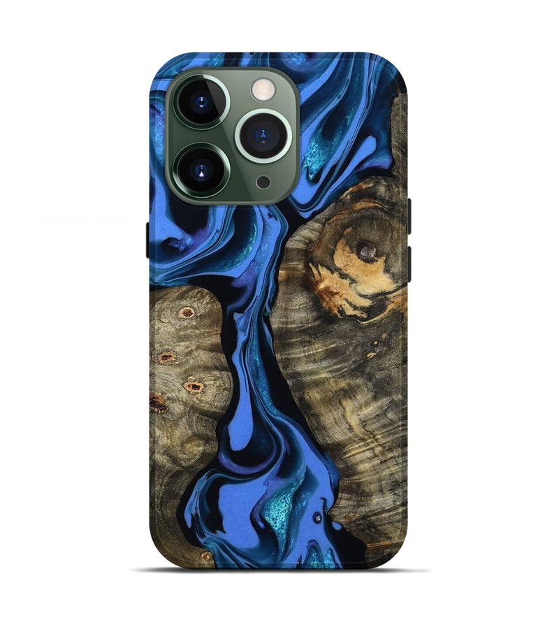 iPhone 13 Pro Wood Live Edge Phone Case - Bridget (Blue, 800510)