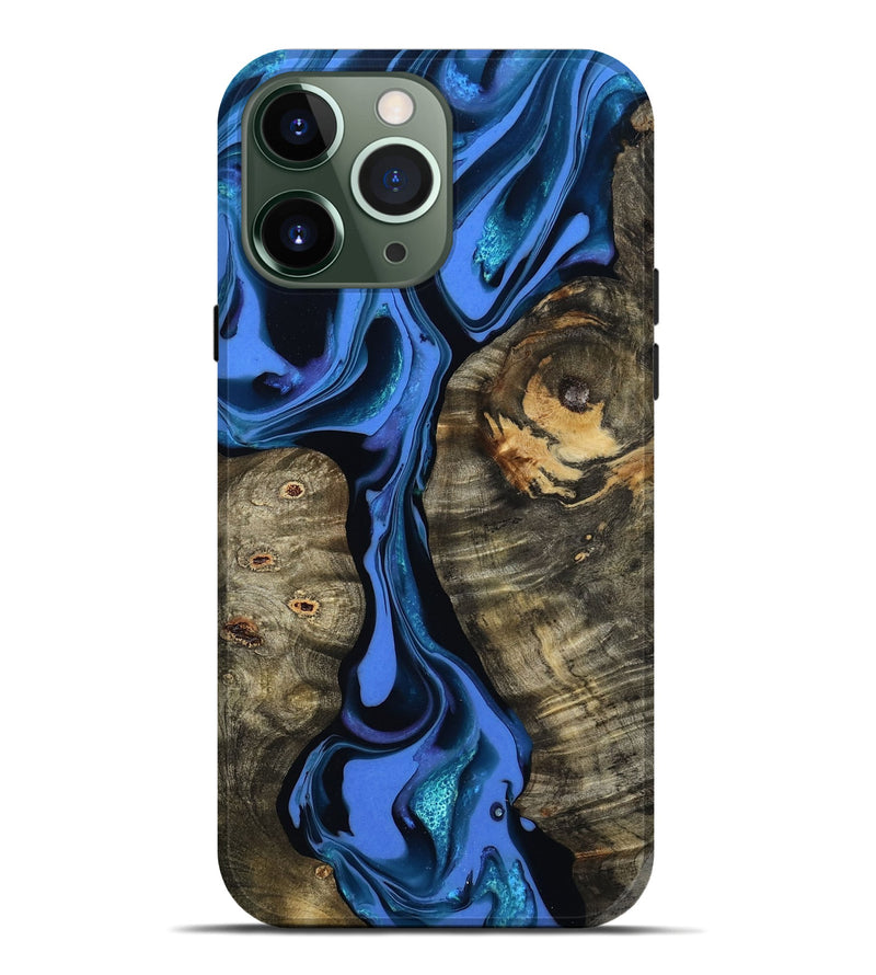 iPhone 13 Pro Max Wood Live Edge Phone Case - Bridget (Blue, 800510)