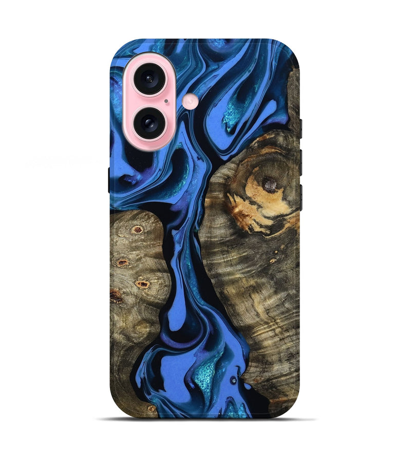 iPhone 17 Wood Live Edge Phone Case - Bridget (Blue, 800510)