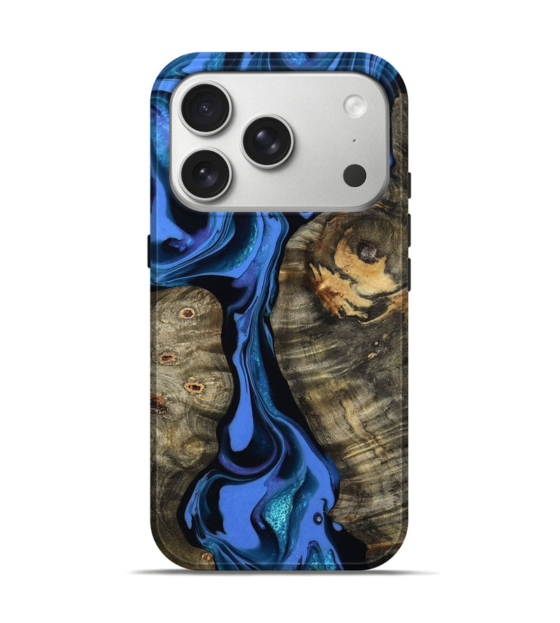 iPhone 17 Pro Wood Live Edge Phone Case - Bridget (Blue, 800510)
