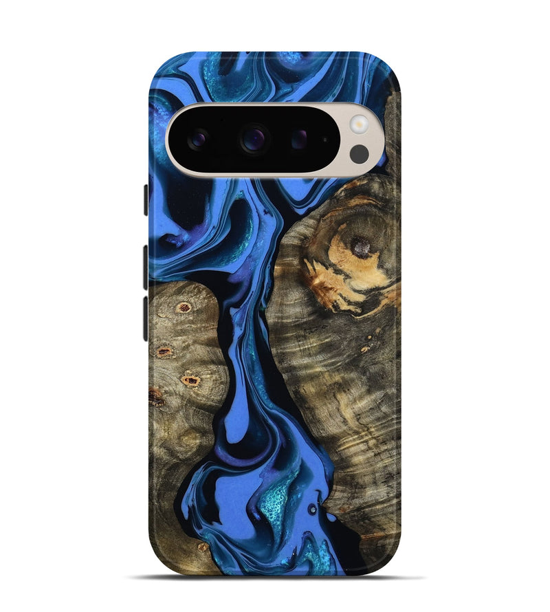 Pixel 9 Pro Wood Live Edge Phone Case - Bridget (Blue, 800510)