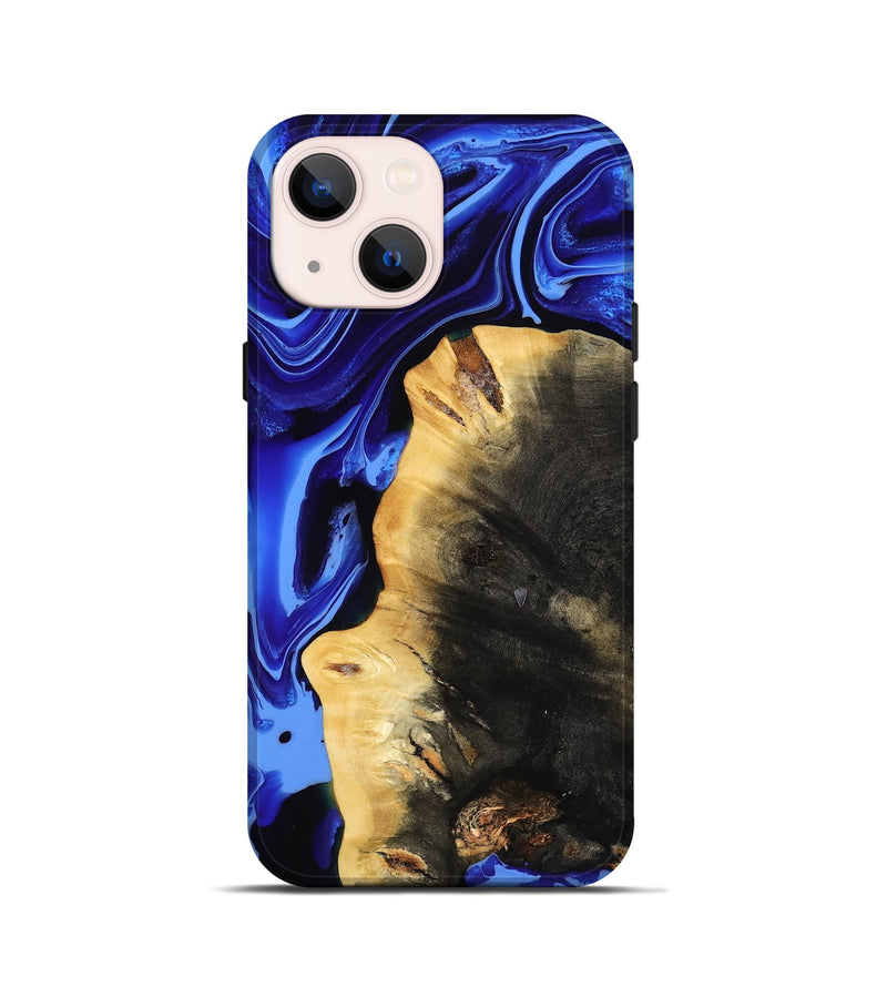 iPhone 13 mini Wood Live Edge Phone Case - Zainab (Blue, 800511)