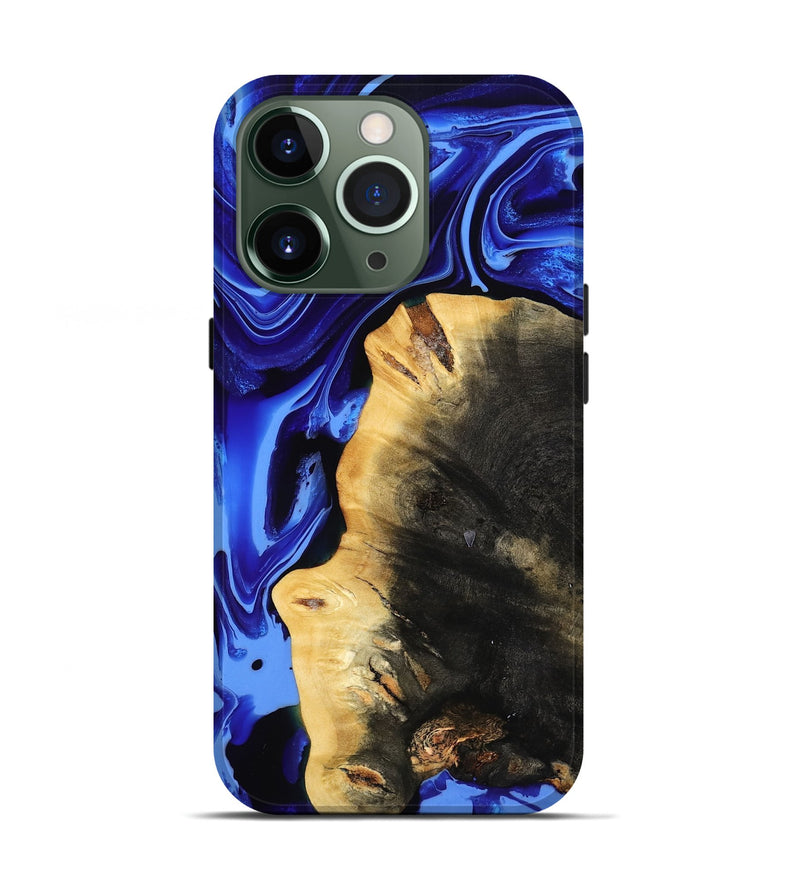 iPhone 13 Pro Wood Live Edge Phone Case - Zainab (Blue, 800511)