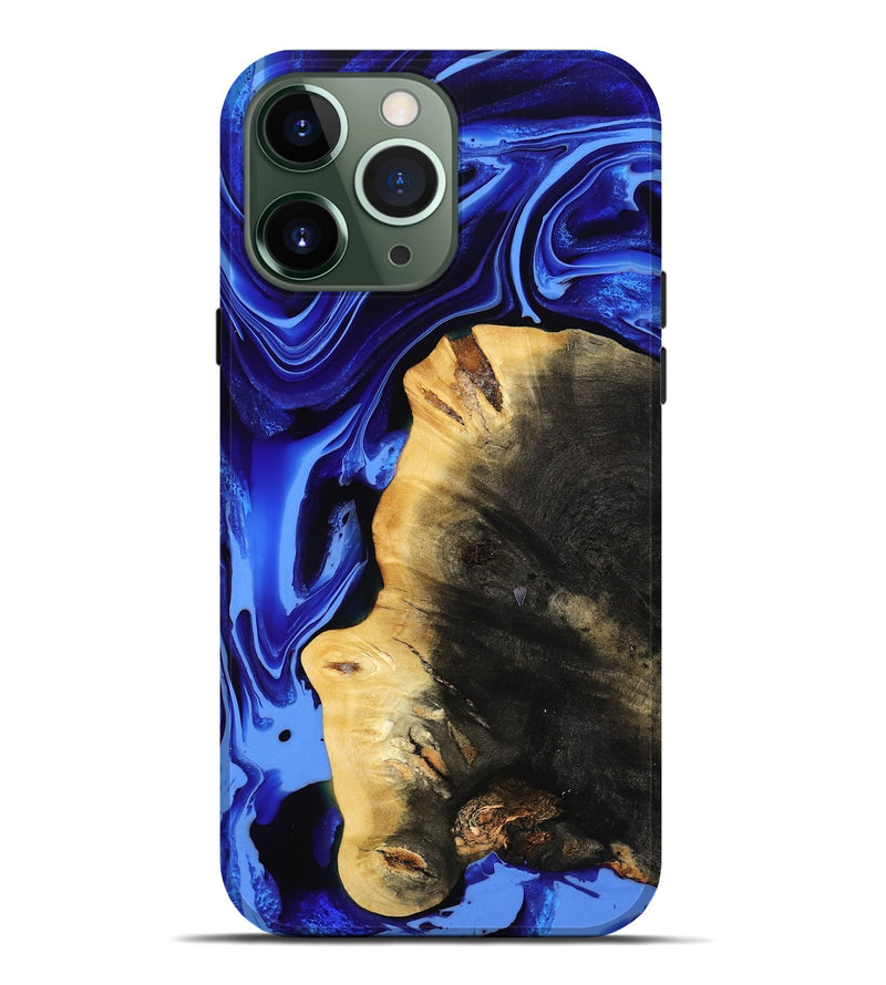iPhone 13 Pro Max Wood Live Edge Phone Case - Zainab (Blue, 800511)