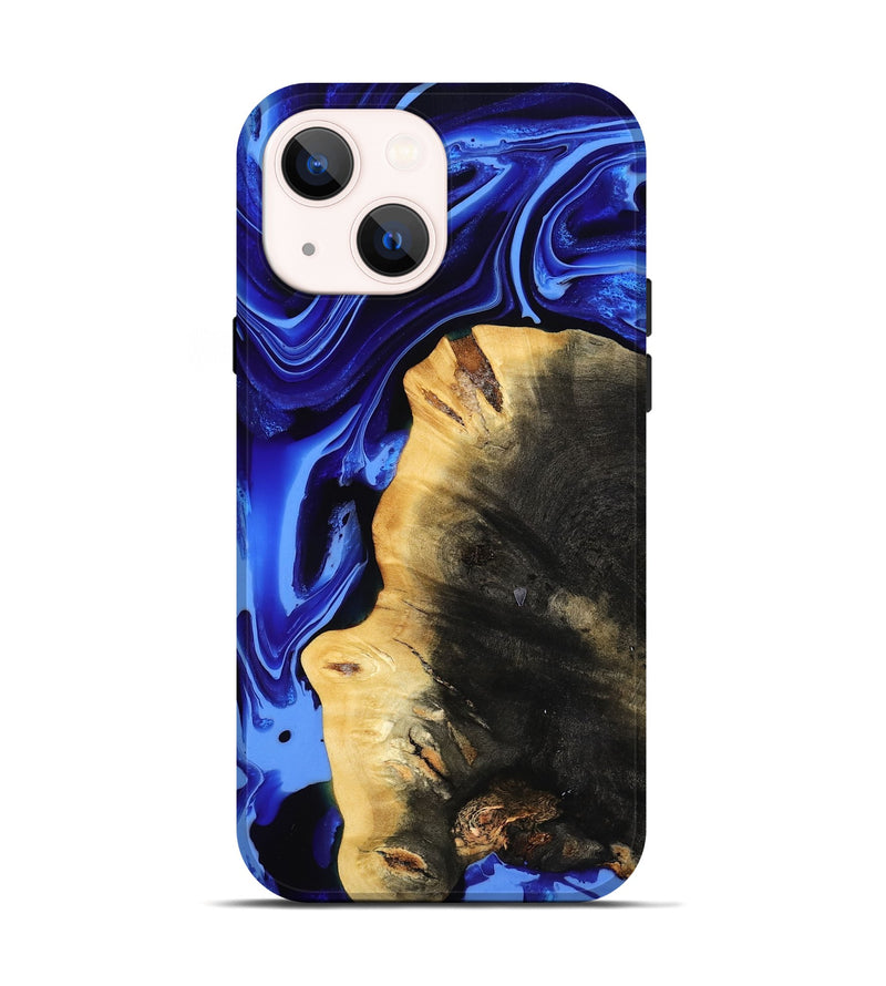 iPhone 14 Wood Live Edge Phone Case - Zainab (Blue, 800511)