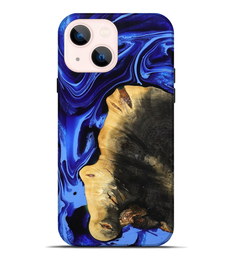 iPhone 14 Plus Wood Live Edge Phone Case - Zainab (Blue, 800511)