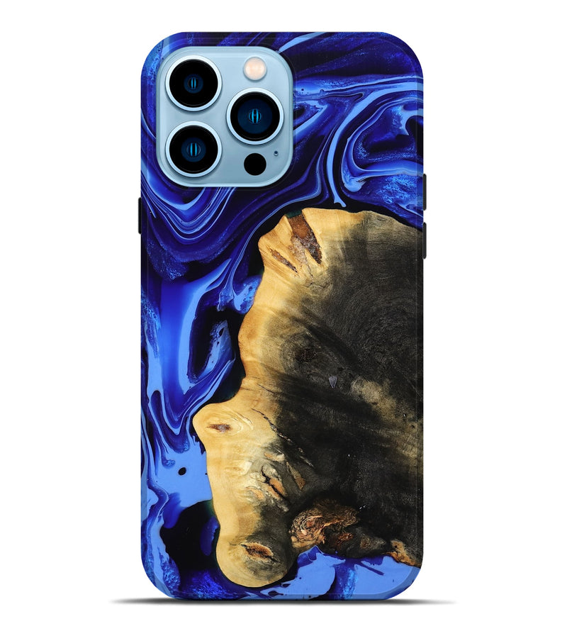iPhone 14 Pro Max Wood Live Edge Phone Case - Zainab (Blue, 800511)