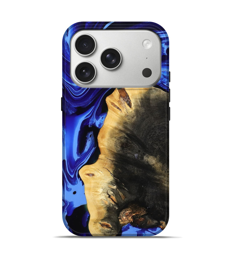 iPhone 17 Pro Wood Live Edge Phone Case - Zainab (Blue, 800511)