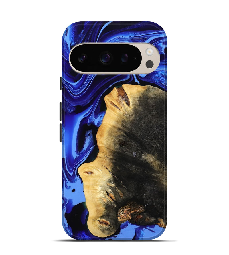 Pixel 9 Pro Wood Live Edge Phone Case - Zainab (Blue, 800511)