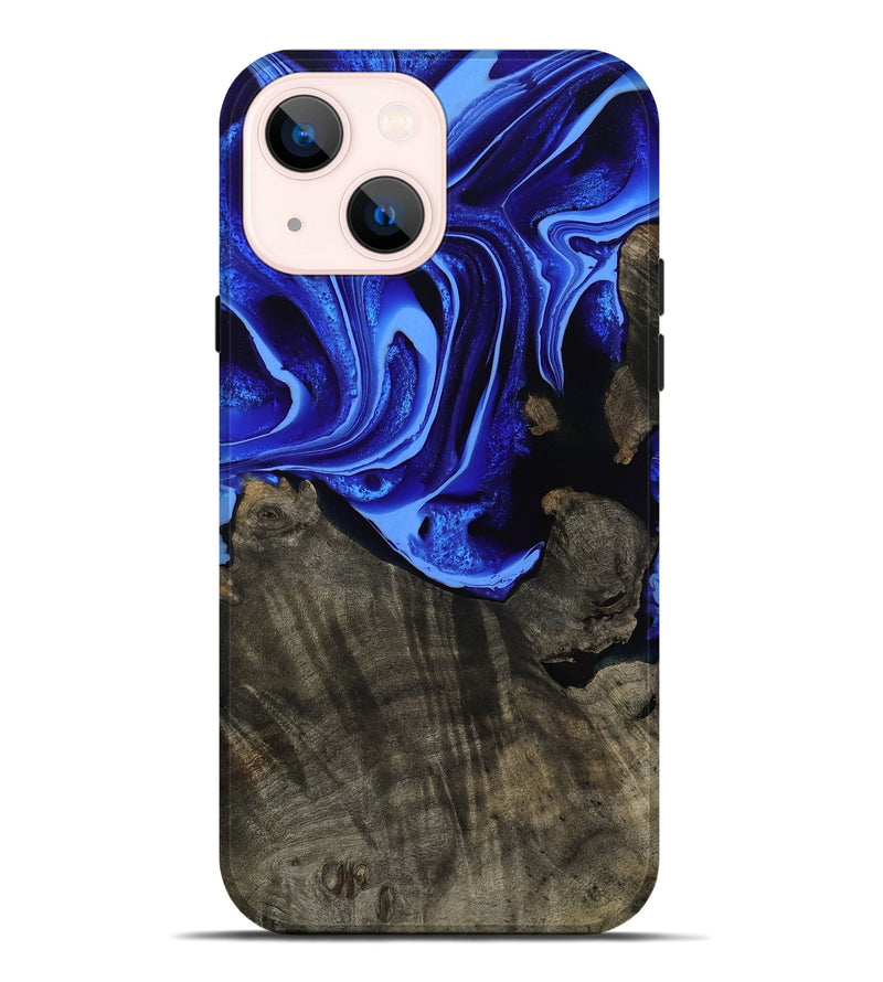 iPhone 14 Plus Wood Live Edge Phone Case - Antonia (Blue, 800512)