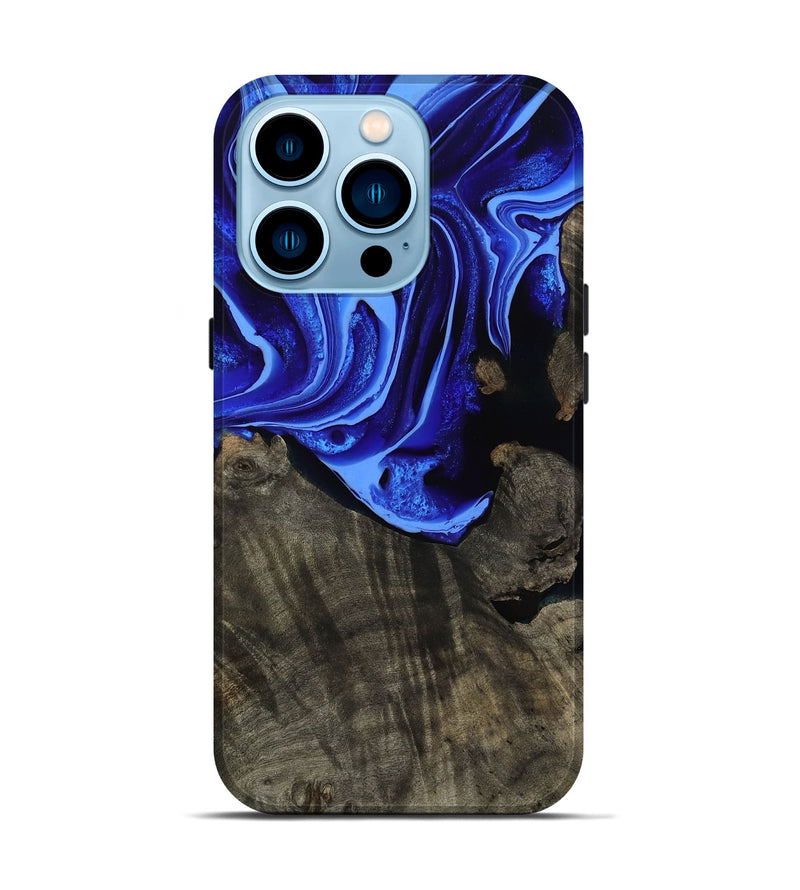 iPhone 14 Pro Wood Live Edge Phone Case - Antonia (Blue, 800512)