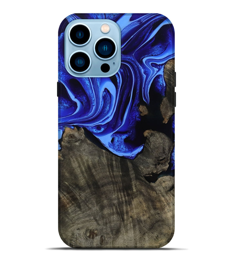 iPhone 14 Pro Max Wood Live Edge Phone Case - Antonia (Blue, 800512)