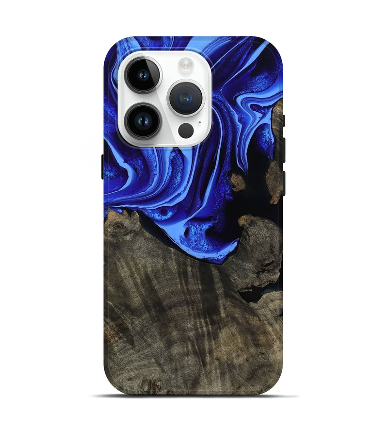 iPhone 15 Pro Wood Live Edge Phone Case - Antonia (Blue, 800512)
