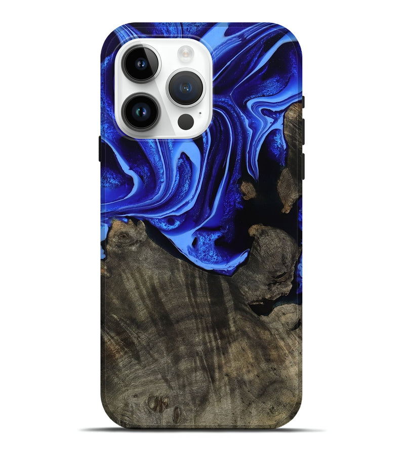 iPhone 15 Pro Max Wood Live Edge Phone Case - Antonia (Blue, 800512)