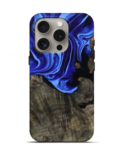 iPhone 16 Pro Wood Live Edge Phone Case - Antonia (Blue, 800512)
