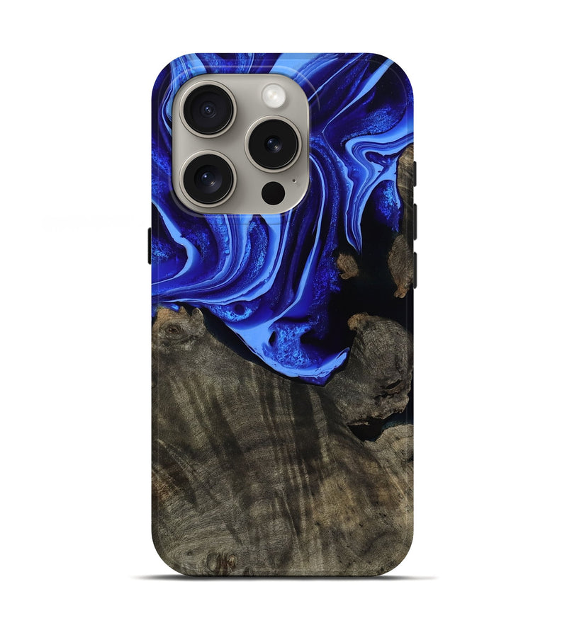iPhone 16 Pro Wood Live Edge Phone Case - Antonia (Blue, 800512)
