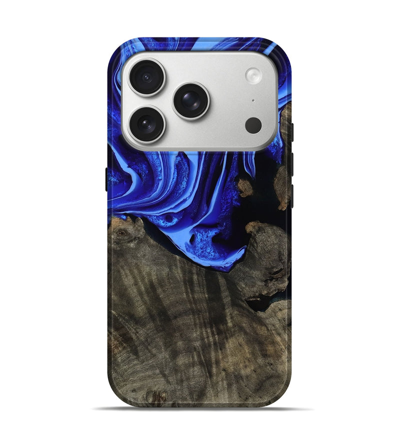 iPhone 17 Pro Wood Live Edge Phone Case - Antonia (Blue, 800512)