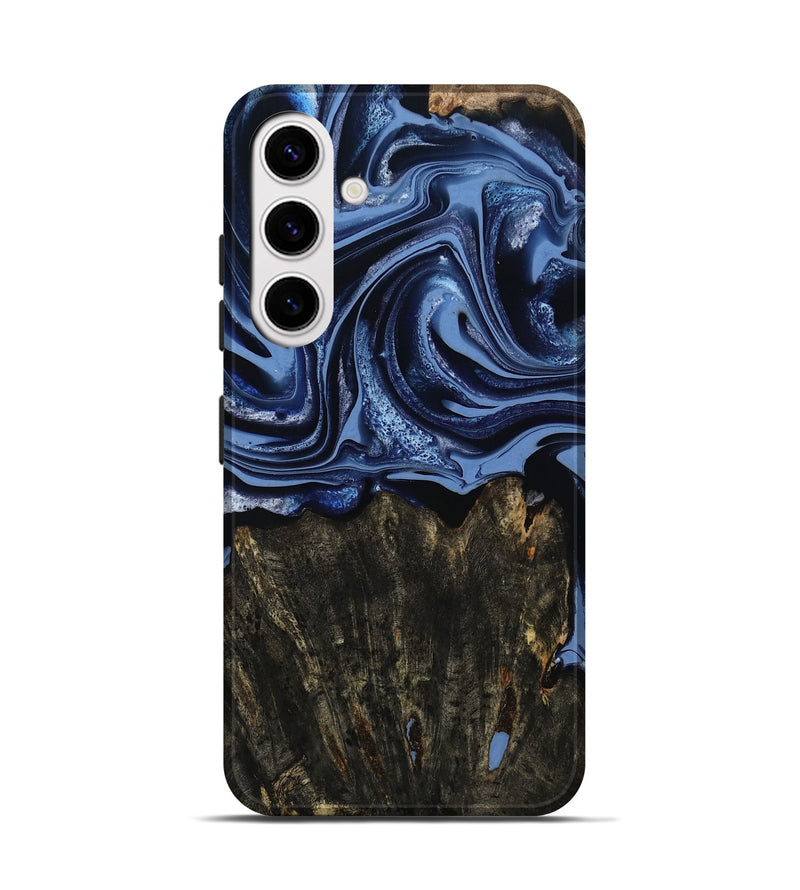 Galaxy S25 Wood Live Edge Phone Case - Amora (Blue, 800516)