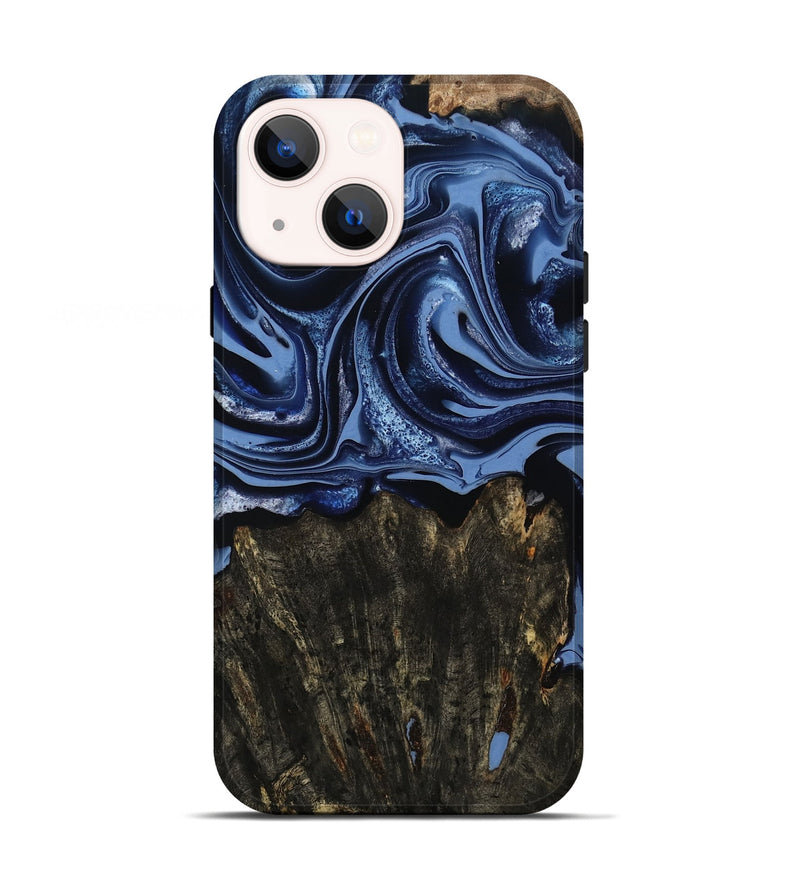 iPhone 13 Wood Live Edge Phone Case - Amora (Blue, 800516)