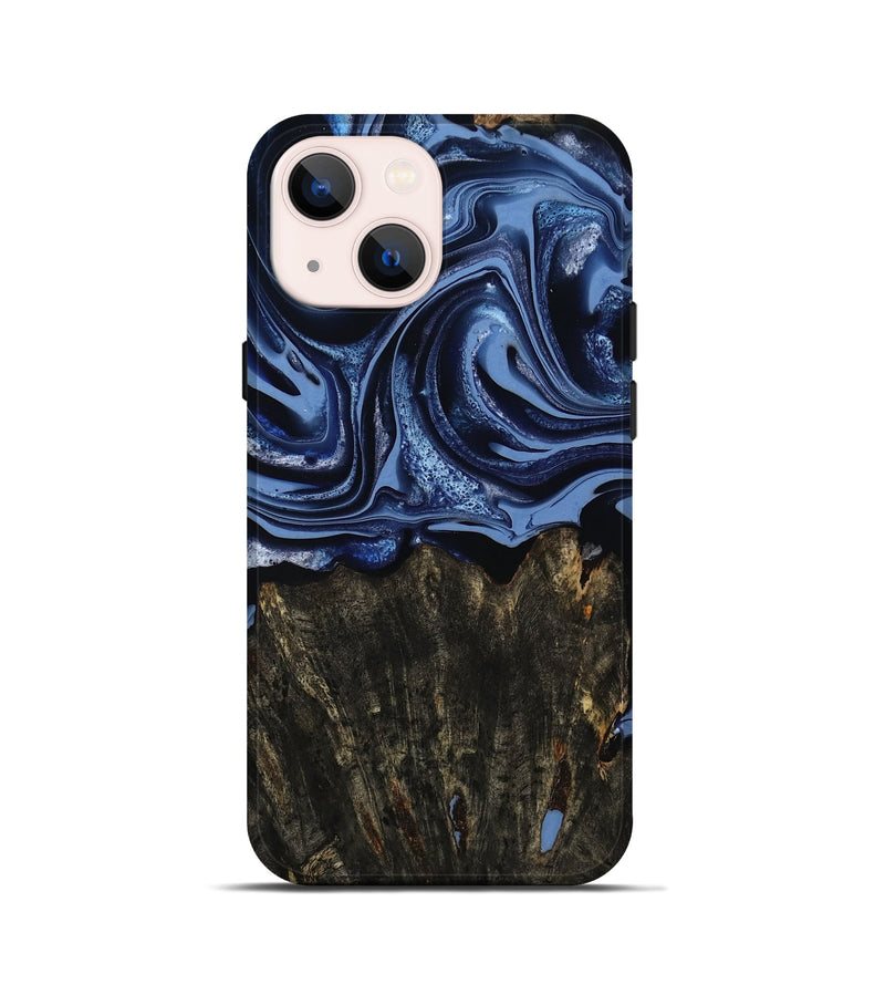 iPhone 13 mini Wood Live Edge Phone Case - Amora (Blue, 800516)