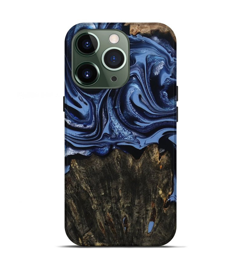 iPhone 13 Pro Wood Live Edge Phone Case - Amora (Blue, 800516)