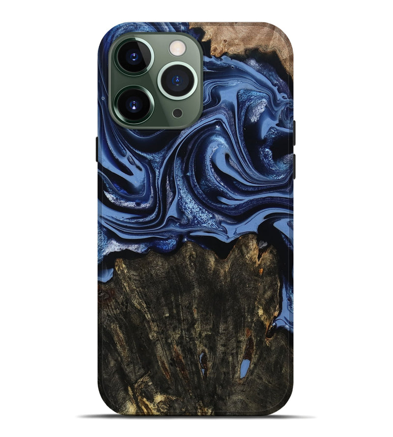 iPhone 13 Pro Max Wood Live Edge Phone Case - Amora (Blue, 800516)