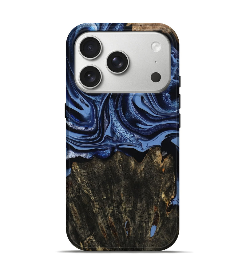 iPhone 17 Pro Wood Live Edge Phone Case - Amora (Blue, 800516)
