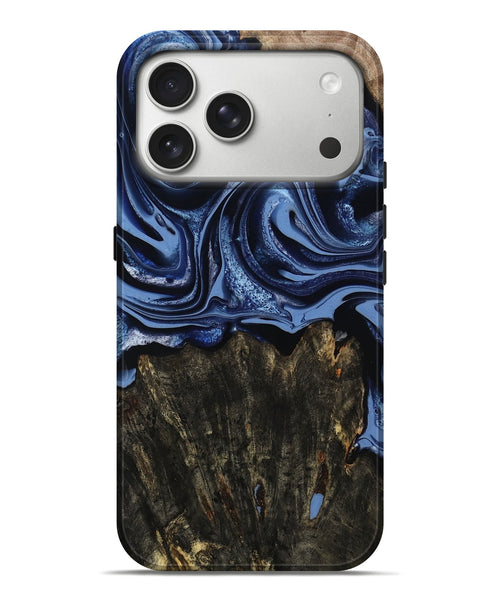 iPhone 17 Pro Max Wood Live Edge Phone Case - Amora (Blue, 800516)