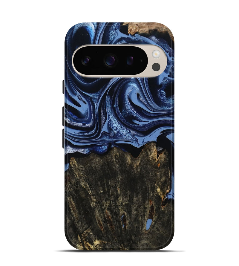 Pixel 9 Wood Live Edge Phone Case - Amora (Blue, 800516)