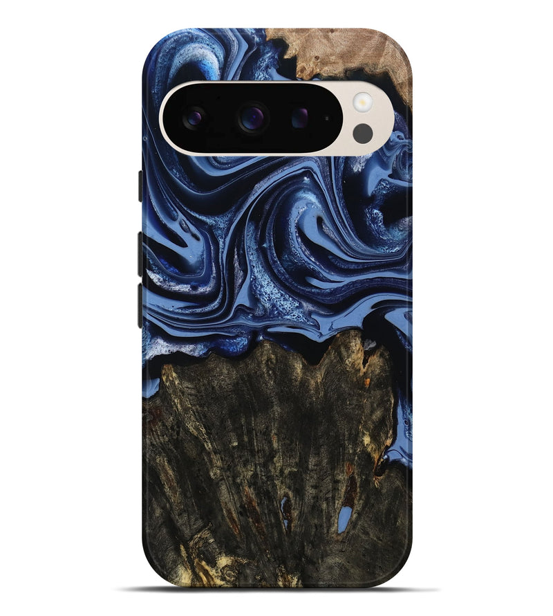 Pixel 9 Pro XL Wood Live Edge Phone Case - Amora (Blue, 800516)