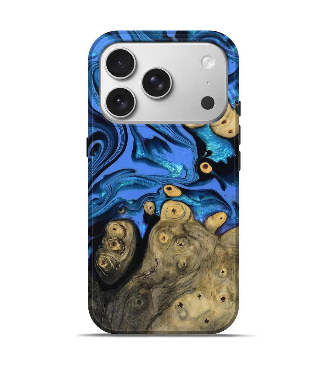 iPhone 17 Pro Wood Live Edge Phone Case - Melvin (Blue, 800517)