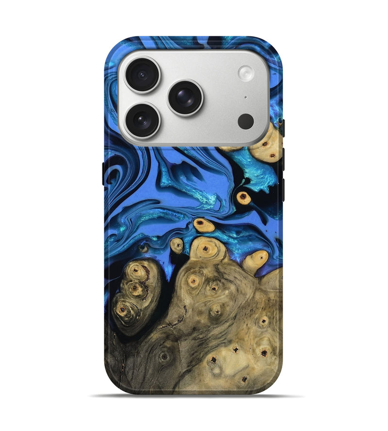 iPhone 17 Pro Wood Live Edge Phone Case - Melvin (Blue, 800517)