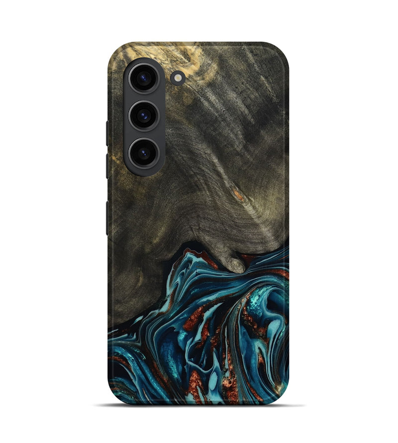 Galaxy S23 Wood Live Edge Phone Case - Nettie (Teal & Gold, 800518)