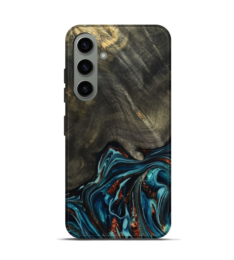 Galaxy S24 Wood Live Edge Phone Case - Nettie (Teal & Gold, 800518)