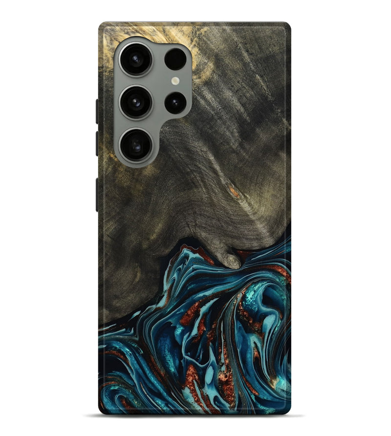 Galaxy S24 Ultra Wood Live Edge Phone Case - Nettie (Teal & Gold, 800518)