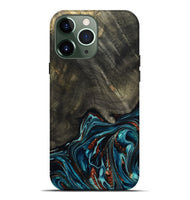 iPhone 13 Pro Max Wood Live Edge Phone Case - Nettie (Teal & Gold, 800518)