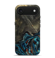 iPhone 17 Air Wood Live Edge Phone Case - Nettie (Teal & Gold, 800518)