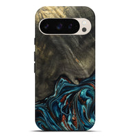 Pixel 9 Pro XL Wood Live Edge Phone Case - Nettie (Teal & Gold, 800518)