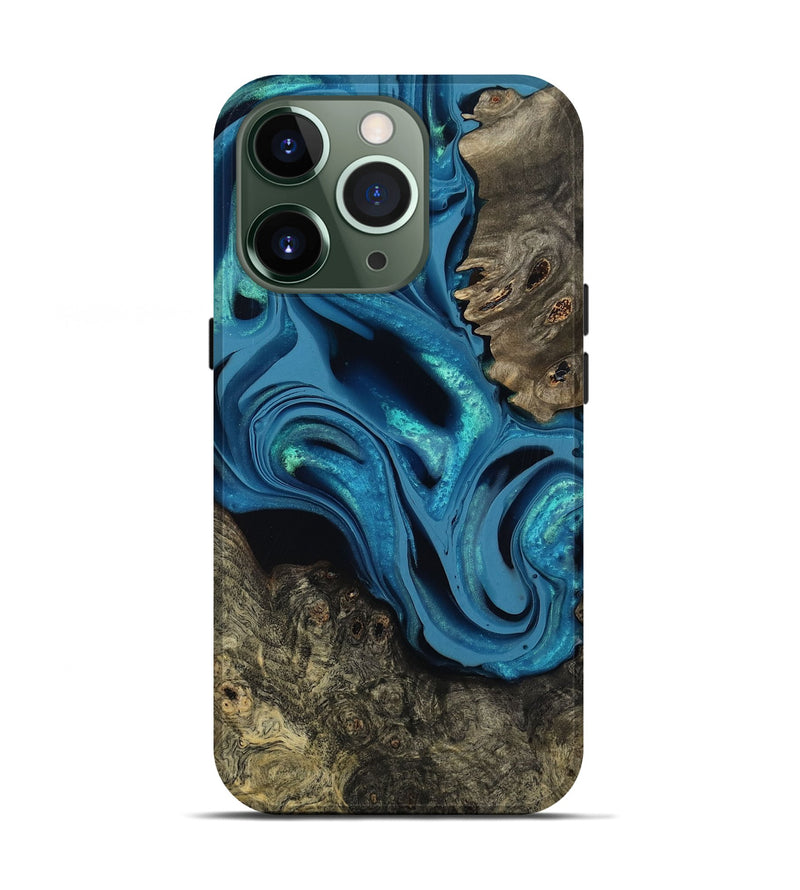 iPhone 13 Pro Wood Live Edge Phone Case - Giles (Blue, 800519)