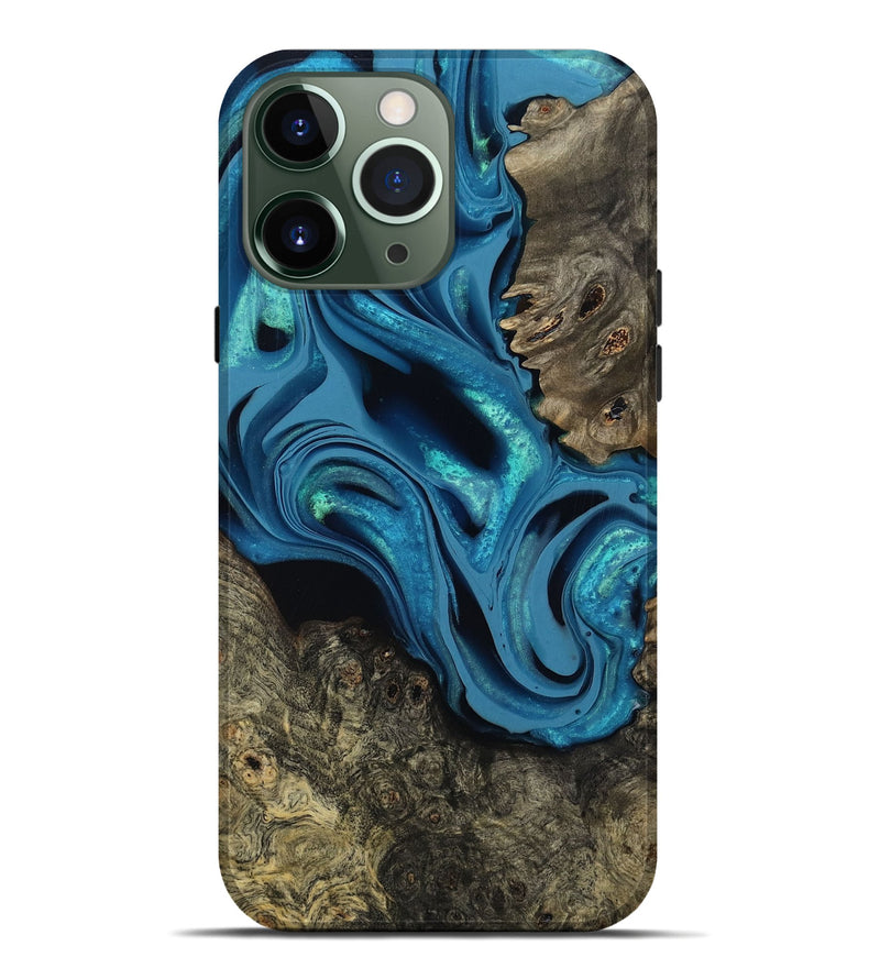 iPhone 13 Pro Max Wood Live Edge Phone Case - Giles (Blue, 800519)