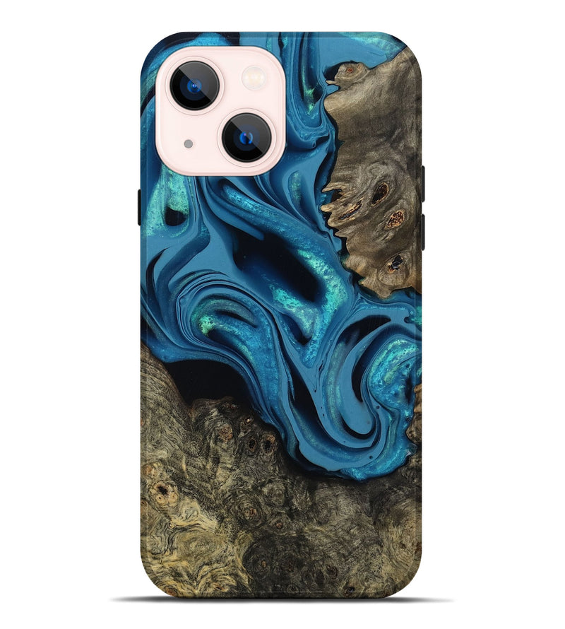 iPhone 14 Plus Wood Live Edge Phone Case - Giles (Blue, 800519)