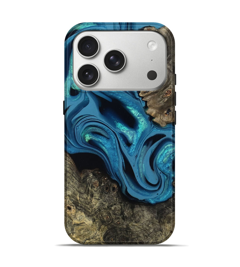 iPhone 17 Pro Wood Live Edge Phone Case - Giles (Blue, 800519)