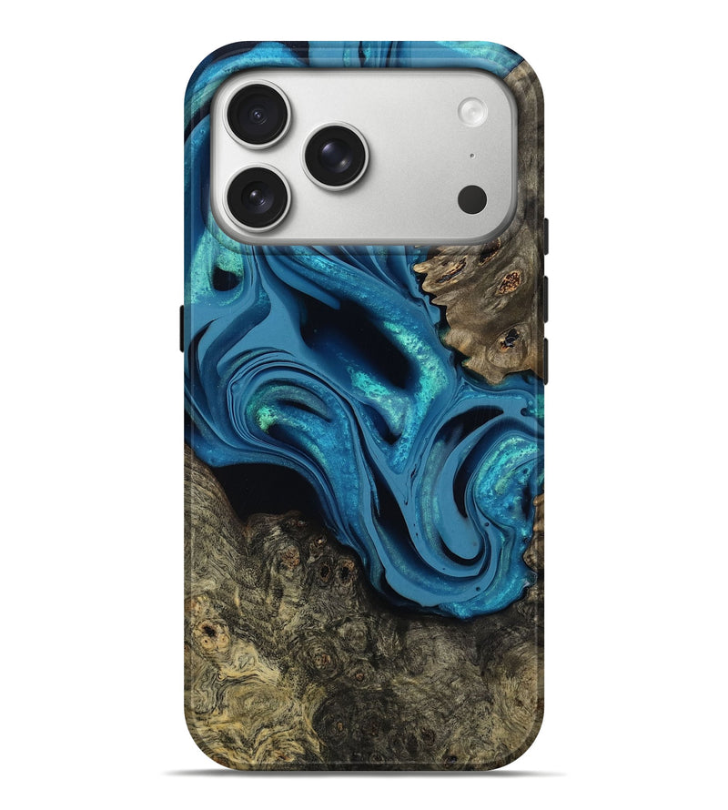 iPhone 17 Pro Max Wood Live Edge Phone Case - Giles (Blue, 800519)