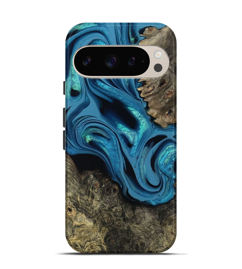 Pixel 9 Wood Live Edge Phone Case - Giles (Blue, 800519)
