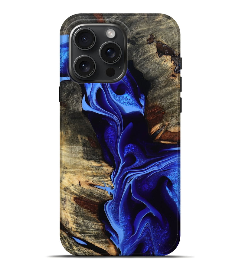 iPhone 16 Pro Max Wood Live Edge Phone Case - Earle (Blue, 800520)