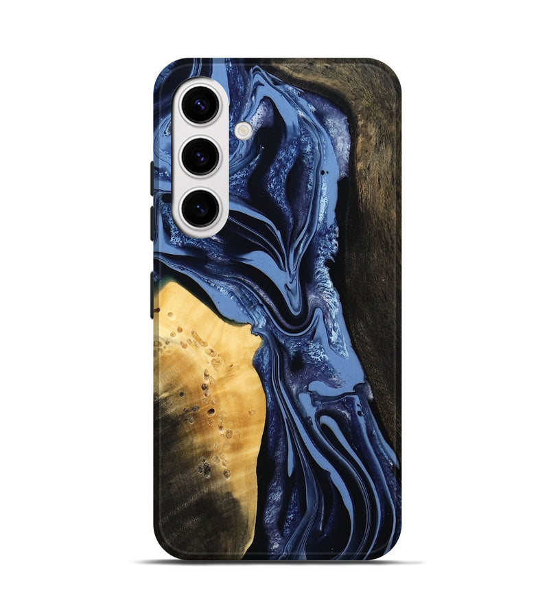 Galaxy S25 Wood Live Edge Phone Case - Leeann (Blue, 800523)