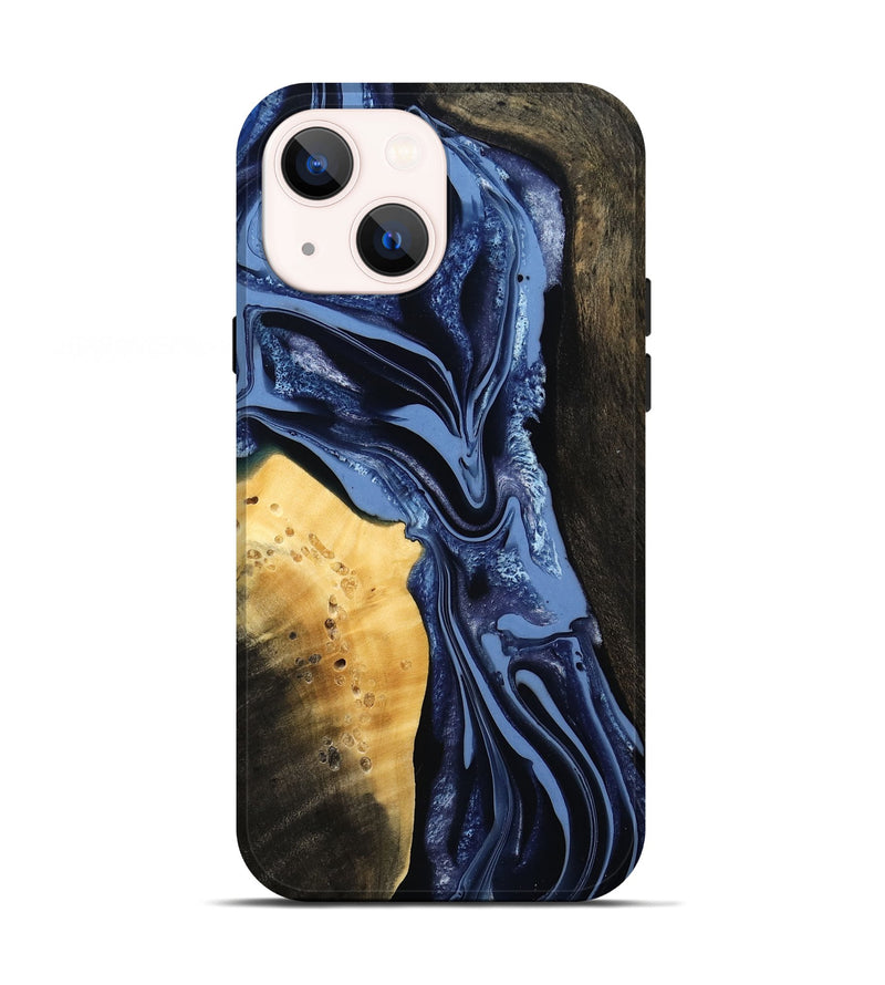 iPhone 13 Wood Live Edge Phone Case - Leeann (Blue, 800523)