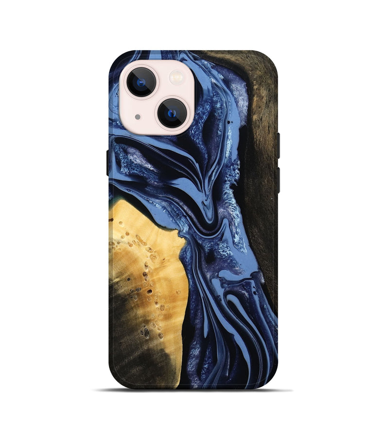 iPhone 13 mini Wood Live Edge Phone Case - Leeann (Blue, 800523)