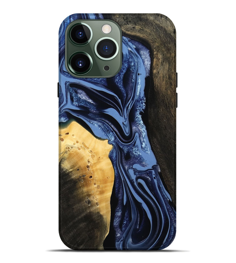 iPhone 13 Pro Max Wood Live Edge Phone Case - Leeann (Blue, 800523)