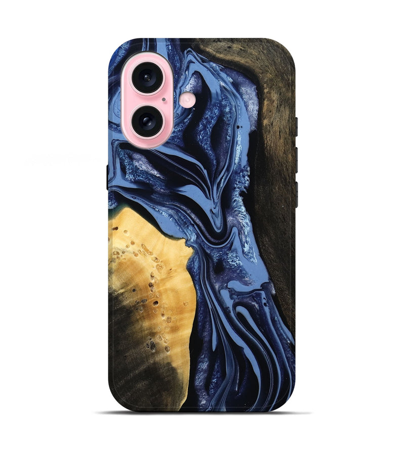 iPhone 17 Wood Live Edge Phone Case - Leeann (Blue, 800523)